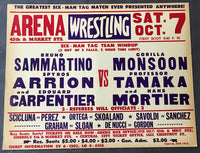 SAMMARTINO, ARION & CARPENTIER-MONSOON, TANAKA & MORTIER ON SITE WRESTLING POSTER (1967)