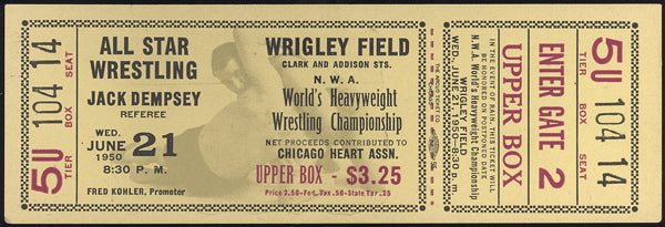 RODGERS, BUDDY-LOU THESZ FULL TICKET (1950)