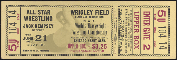 RODGERS, BUDDY-LOU THESZ FULL TICKET (1950)