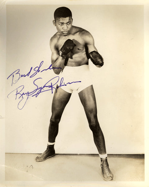 ROBINSON, SUGAR RAY SIGNED TOPPS 1951 RINGSIDE CARD (JSA) – JO Sports Inc.