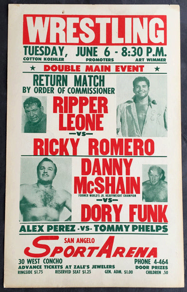 FUNK, DORY-DANNY MCSHAIN ON SITE WRESTLING POSTER (1961)