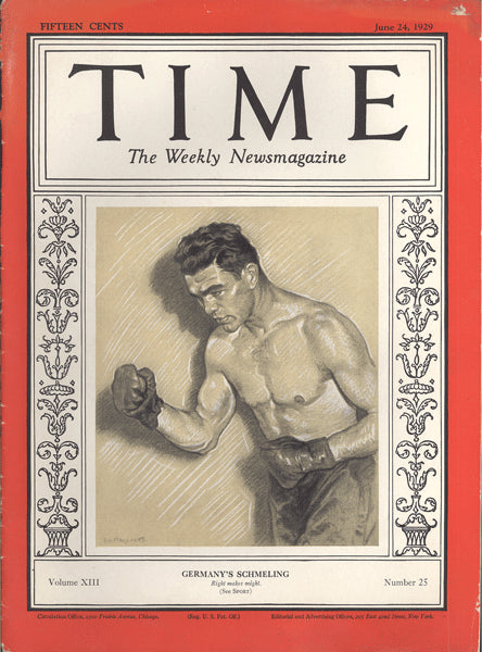 SCHMELING, MAX TIME MAGAZINE (1929)