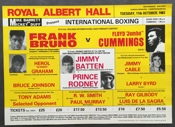 BRUNO, FRANK-FLOYD "JUMBO" CUMMINGS ON SITE POSTER (1983)