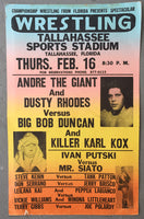 ANDRE THE GIANT & DUSTY RHODES VS. BIG BOB DUNCAN & KILLER KARL KOX WRESTLING ON SITE POSTER (1978)