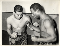 LOUIS, JOE-JOHN HENRY LEWIS WIRE PHOTO (1939-SQUARING OFF AT WEIGH IN)