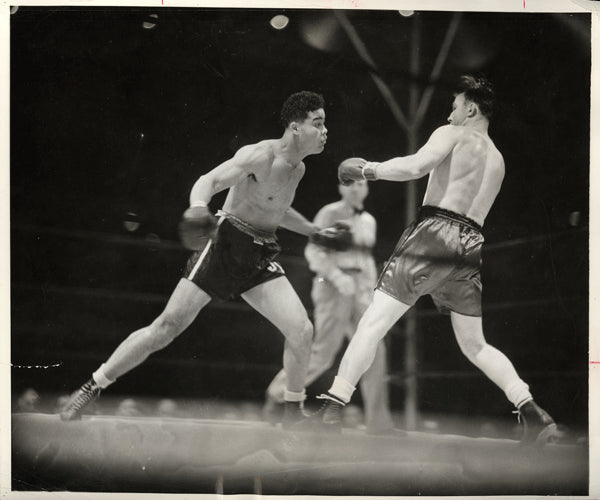 LOUIS, JOE-JACK SHARKEY WIRE PHOTO (1936-2ND ROUND)