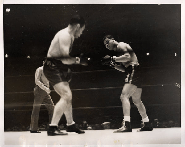 LOUIS, JOE-PAOLINO UZCUDUN WIRE PHOTO (1935-1ST ROUND)