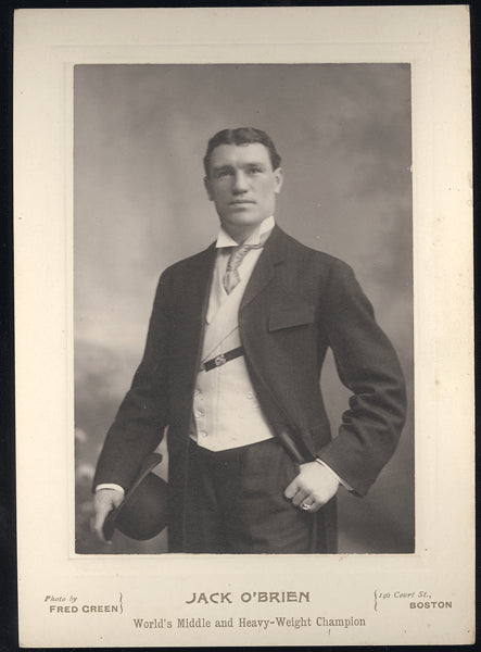 O'BRIEN, PHILADELPHIA JACK MOUNTED ANTIQUE PHOTO (AS CHAMPION)