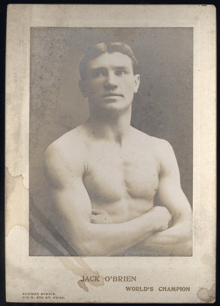 O'BRIEN, PHILADELPHIA JACK MOUNTED ANTIQUE PHOTO (AS CHAMPION)