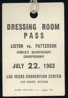 LISTON, SONNY-FLOYD PATTERSON II DRESSING ROOM PASS (1963)