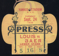 LOUIS, JOE-MAX BAER PRESS PASS (1935)