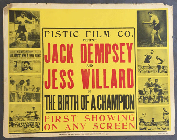 DEMPSEY, JACK-JESS WILLARD "BIRTH OF A CHAMPION" FIGHT FILM POSTER