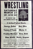 BOLLAS, GEORGE (THE ZEBA KID)-BOB MIKE ON SITE WRESTLING POSTER (1954)