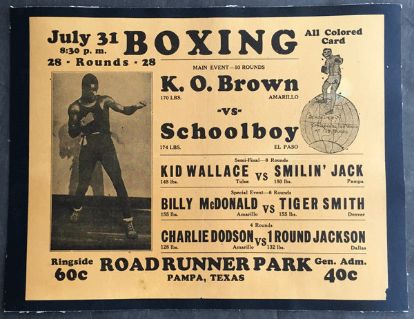 BROWN, K.O.-SCHOOLBOY ON SITE POSTER (ALL BLACK SHOW-1934)