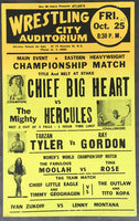 CHIEF BIG HEART-MIGHTY HERCULES ON SITE WRESTLING POSTER (1963)