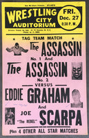 GRAHAM, EDDIE & JOE SCARPA-THE ASSASSINS ON SITE WRESTLING POSTER (1963)