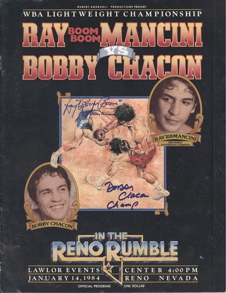 MANCINI, RAY "BOOM BOOM"-BOBBY CHACON SIGNED OFFICIAL PROGRAM (1984)