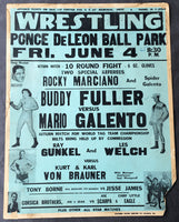 FULLER, BUDDY-MARIO GALENTO WRESTLING ON SITE POSTER (1965-MARCIANO AS REFEREE)