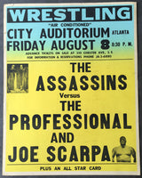 THE ASSASSINS VS. THE PROFESSIONAL & JOE SCARPA WRESTLING ON SITE POSTER (1969)