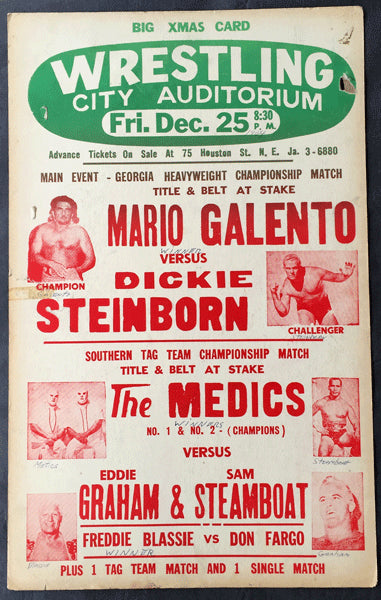 GALENTO, MARIO-DICK STEINBORN WRESTLING ON SITE POSTER (1964)