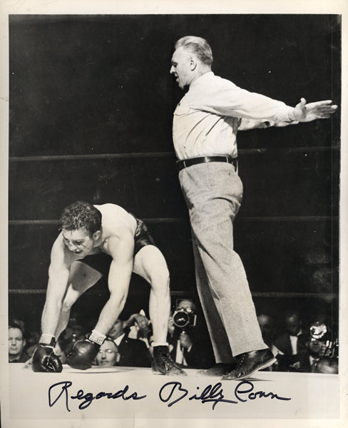CONN, BILLY SIGNED WIRE PHOTO (1946-2ND LOUIS FIGHT)