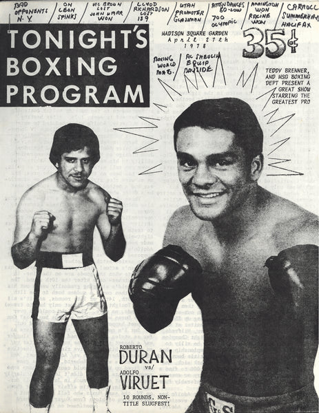 DURAN, ROBERTO-ADOLFO VIRUET SOUVENIR PROGRAM (1978)