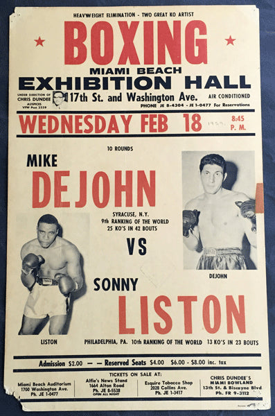 LISTON, SONNY-MIKE DE JOHN ON SITE POSTER (1959)