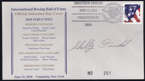 FINKEL, SHELLY SIGNED BOXING HALL OF FAME FIRST DAY COVER