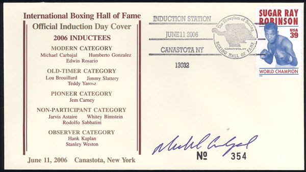 CARBAJAL, MICHAEL SIGNED BOXING HALL OF FAME FIRST DAY COVER