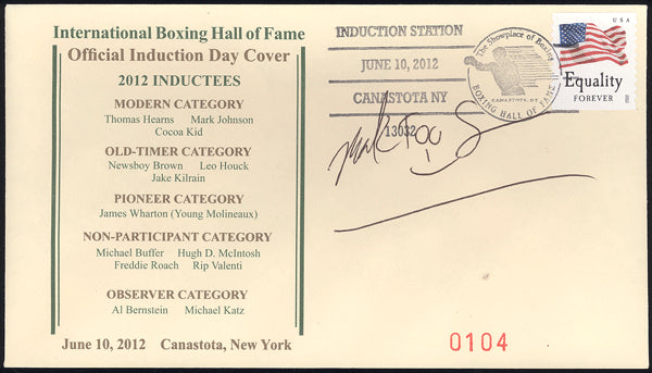 JOHNSON, MARK "TOO SHARP" SIGNED BOXING HALL OF FAME FIRST DAY COVER