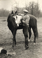 BROWN, PANAMA AL ORIGINAL ANTIQUE PHOTO (GROOMING HORSE)