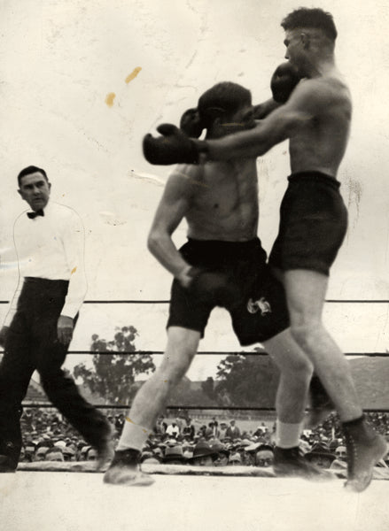 DEMPSEY, JACK EXHIBITION FIGHT WIRE PHOTO (1925)