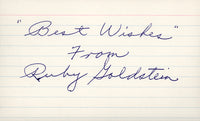 GOLDSTEIN, RUBY SIGNED INDEX CARD (JSA)