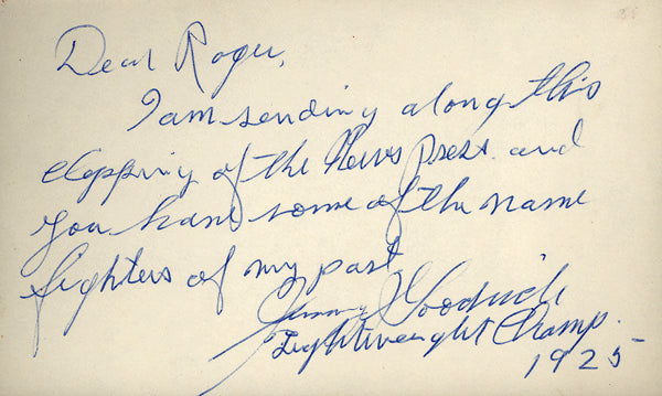 GOODRICH, JIMMY SIGNED INDEX CARD