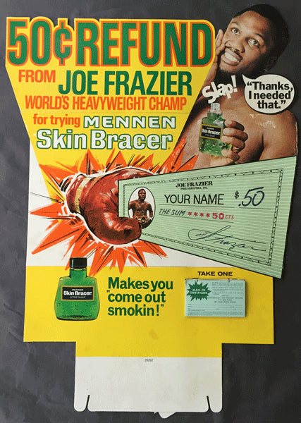 FRAZIER, JOE MENNEN SKIN BRACER ADVERTISING STANDEE (1973)