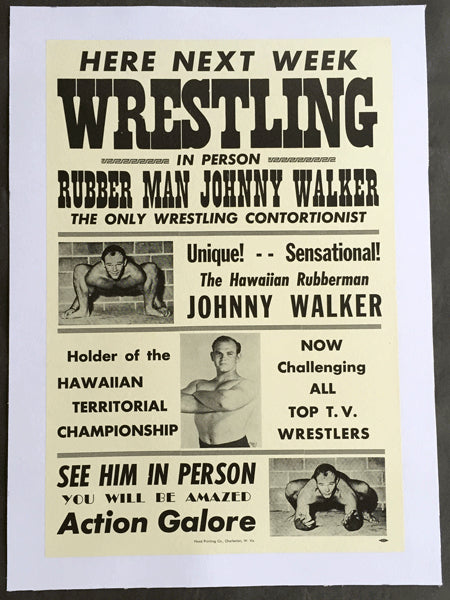 WALKER, JOHNNY WRESTLING POSTER (THE HAWAIIAN RUBBERMAN)