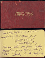 DEMPSEY, JACK EARLIEST AUTOGRAPH & OTHERS (ADDISON THATCHER AUTOGRAPH BOOK-1919)