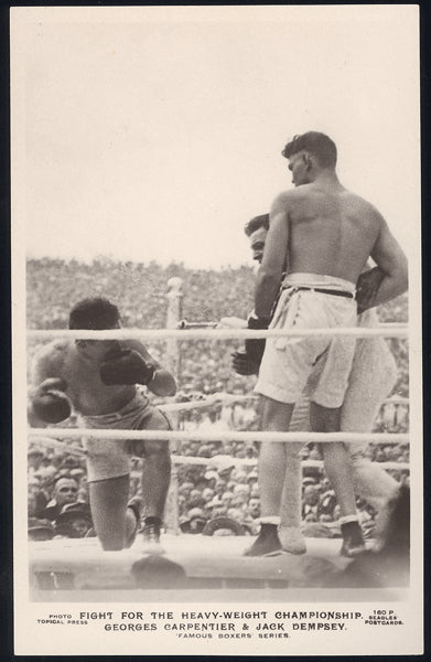 DEMPSEY, JACK-GEORGES CARPENTIER REAL PHOTO POSTCARD (1921-IN ACTION)