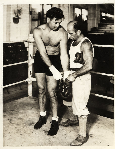 DEMPSEY, JACK TRAINING WIRE PHOTO (1927-TRAINING FOR TUNNEY)