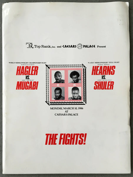 HAGLER, MARVIN-JOHN MUGABI & TOMMY HEARNS-JAMES SHULER PRESS KIT (1986)