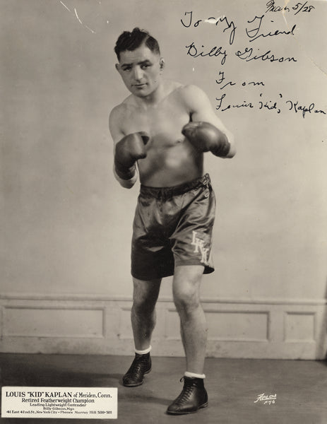 KAPLAN, LOUIS "KID" SIGNED PHOTO (TO MANAGER BILLY GIBSON)