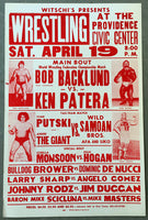 HOGAN, HULK-GORILLA MONSOON & ANDRE THE GIANT & PUTSKI-WILD SAMOAN BROTHERS ON SITE POSTER (1980)