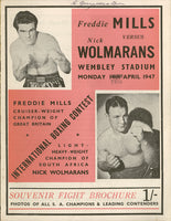 MILLS, FREDDIE-NICK WOLMARANS OFFICIAL PROGRAM (1947)