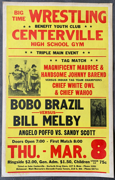 BAREND, HANDSOME JOHNNY & MAGNIFICENT MAURICE-CHIEL WHITE OWL & CHIEF WAHOO ON SITE POSTER (1962)