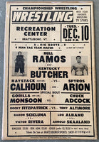 CALHOUN, HAYSTACKS & SPIROS ARION VS BULL RAMOS & KENTUCKY BUTCHER WRESTLING ON SITE POSTER (1968)