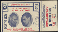 WALCOTT, JERSEY JOE-JOEY MAXIM STUBLESS TICKET (1947)