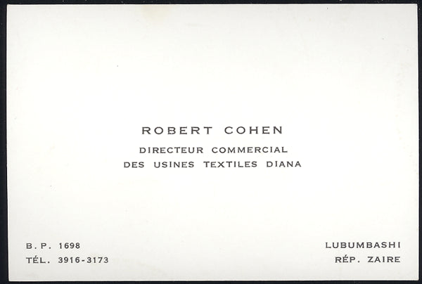 COHEN, ROBERT BUSINESS CARD