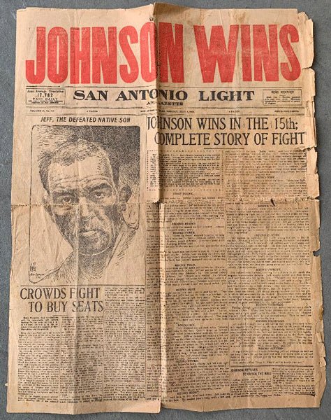 JOHNSON, JACK-JIM JEFFRIES NEWSPAPER (JULY 4, 1910)