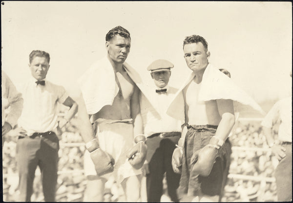 DEMPSEY, JACK-TOMMY GIBBONS ORIGINAL ANTIQUE PHOTO (1923-JUST BEFORE THE FIGHT)