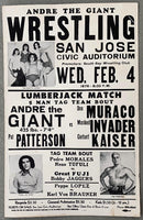 ANDRE THE GIANT & PAT PATTERSON-DON MURACO & MASKED INVADER & GERHART KAISER ON SITE POSTER (1976)